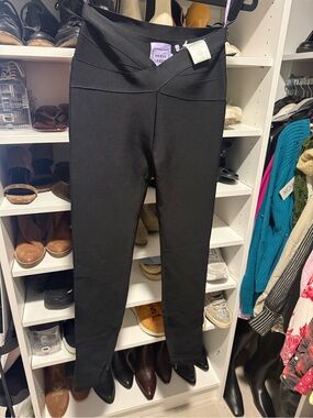Herve Leger Black Ponte Crossover Waist Leggings SMALL